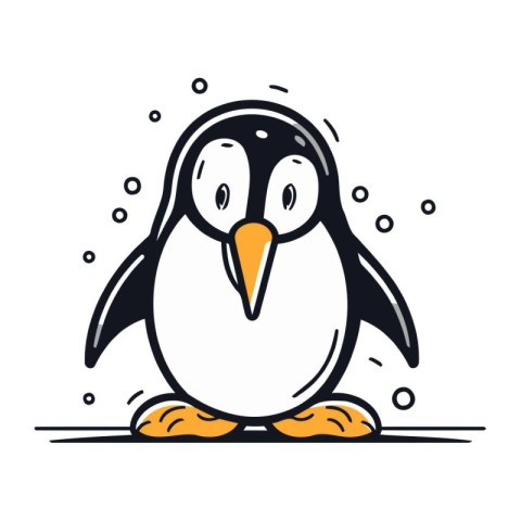 Cute penguin. Vector illustration in doodle style.