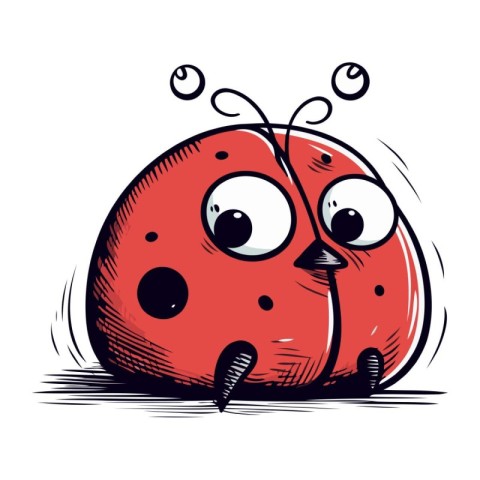 Cute cartoon ladybug. Vector illustration isolated on white back