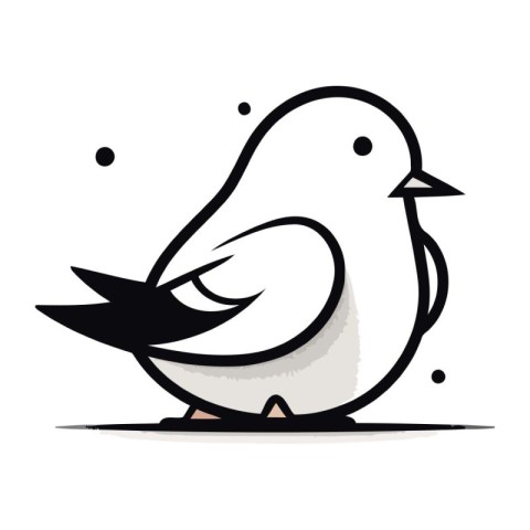 Cute bird on white background. Vector illustration in cartoon st