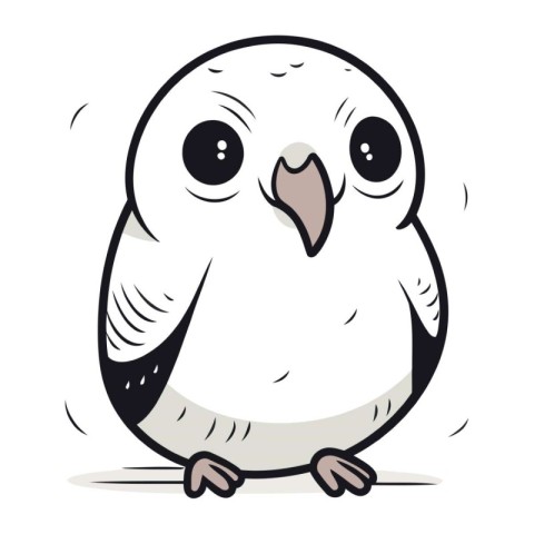 Illustration of a Cute Black and White Owl on White Background