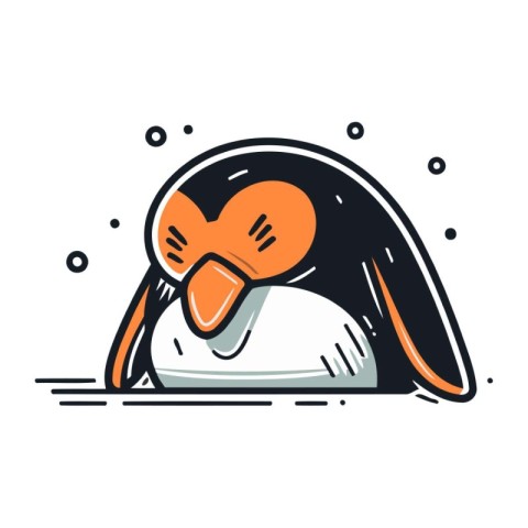 Cute penguin icon. Vector illustration in doodle style