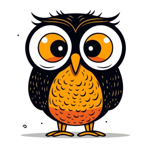 Cute cartoon owl. Vector illustration isolated on a white backgr