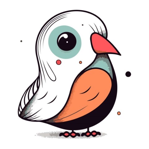 Vector illustration of a cute cartoon bird. Isolated on white ba