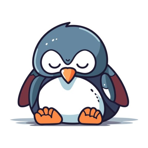 Cute penguin cartoon. Vector illustration isolated on white back