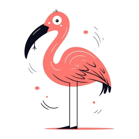 Flamingo. Vector illustration in flat style. Isolated on white b