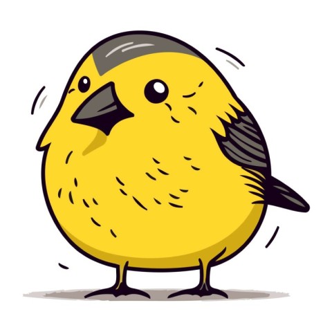 Vector illustration of a cute little yellow bird isolated on whi