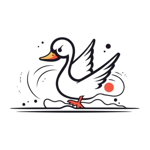 Vector illustration of a duck on a white background. Line art st