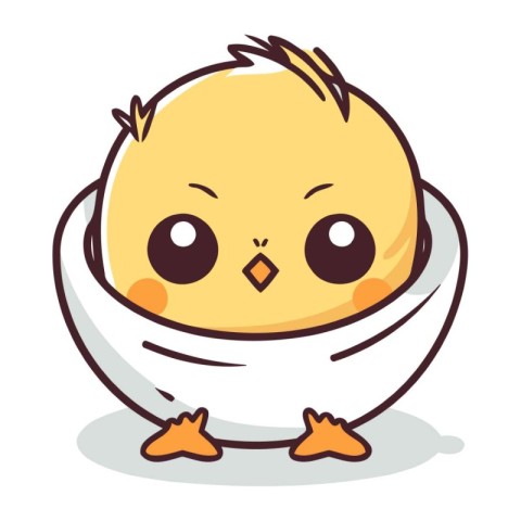 Cute chick in the egg. Vector illustration on white background.