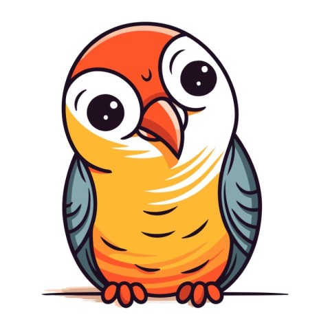 Vector illustration of a cute cartoon parrot on a white backgrou