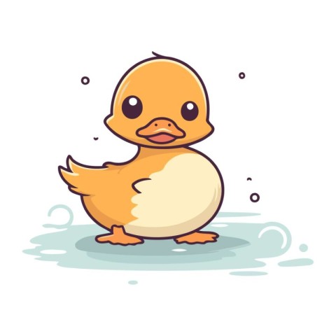 Cute duckling. Vector illustration. Isolated on white background