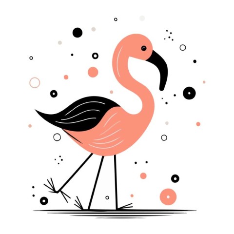 Flamingo on a white background. Vector illustration in flat styl