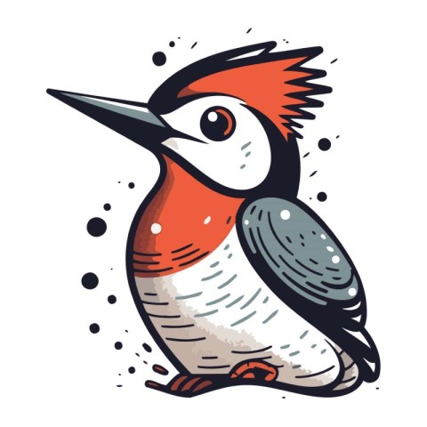 Hand drawn vector illustration of a woodpecker isolated on white