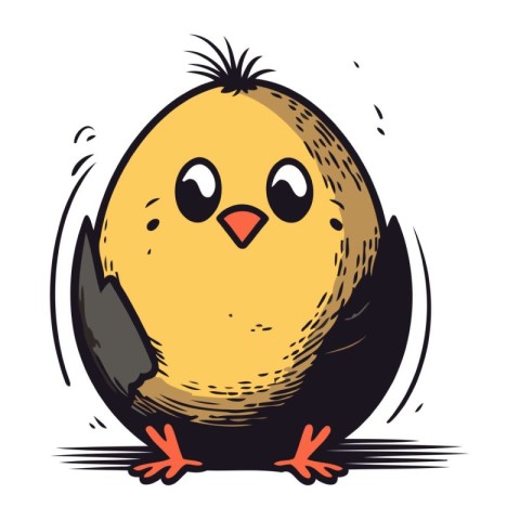 Easter chick isolated on white background. Hand drawn vector ill