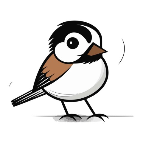 Vector illustration of a cute cartoon sparrow on a white backgro