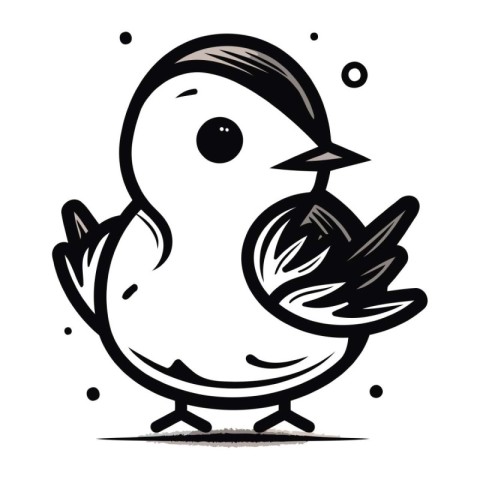 Cute cartoon bird. Vector illustration isolated on a white backg