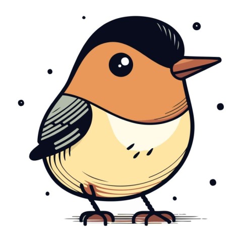 Cute little bullfinch. Vector illustration in cartoon style.