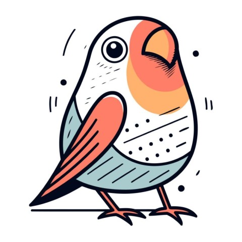 Cute cartoon parrot in doodle style. Vector illustration.