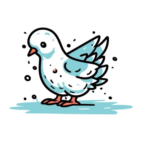 Pigeon doodle vector illustration. Cute hand drawn bird.