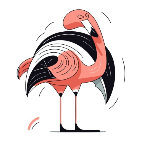 Flamingo vector illustration. Exotic bird. Cartoon style.