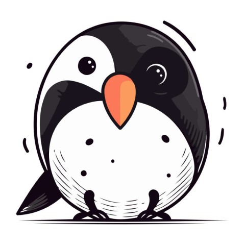 Cute penguin. Vector illustration. Isolated on white background.