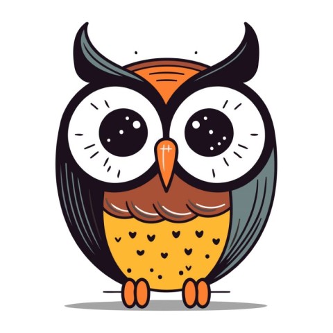 Cute cartoon owl. Vector illustration isolated on a white backgr