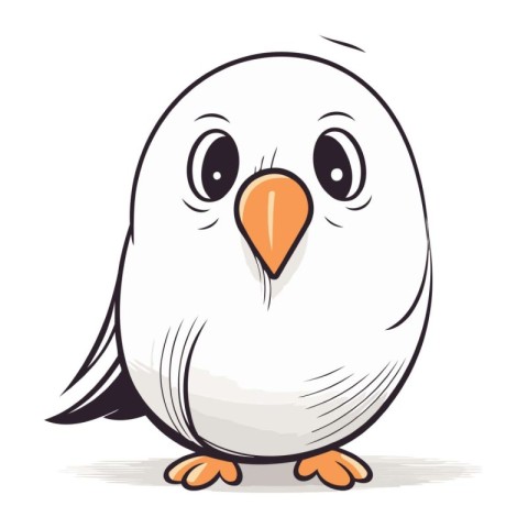 Illustration of a Cute Little Bird Cartoon Character on White Ba