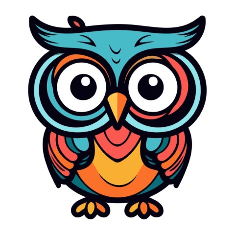 Cute cartoon owl. Vector illustration isolated on a white backgr