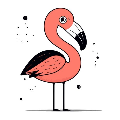 Flamingo vector illustration. Hand drawn doodle animal.