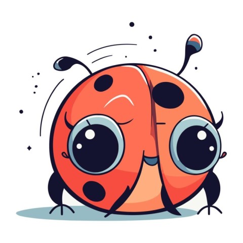 Cute cartoon ladybug. Vector illustration. Isolated on white bac