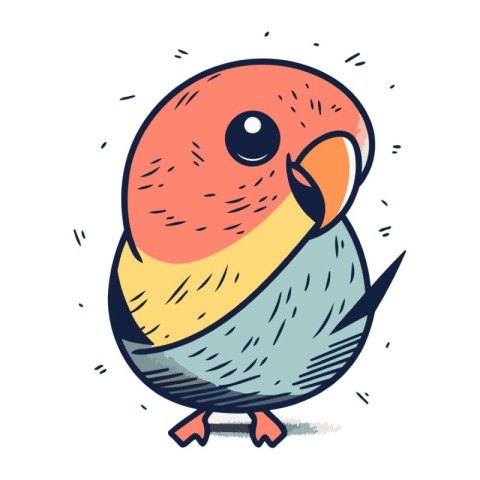 Cute cartoon parrot. Hand drawn vector illustration isolated on