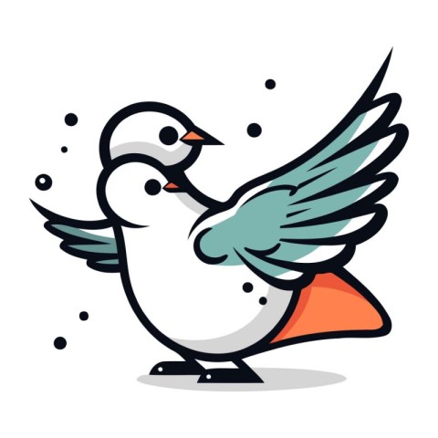 Pigeon with wings. Bird. Vector illustration on white background