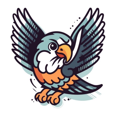 Eagle mascot. Vector illustration of a flying bird with wings.