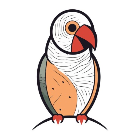 Vector image of a cute cartoon parrot on a white background.