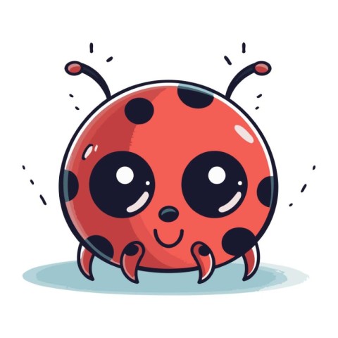 Cute cartoon ladybug isolated on white background. Vector illust