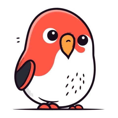 Vector illustration of cute little red bird. Isolated on white b