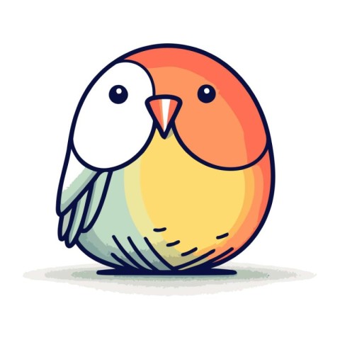 Cute cartoon colorful bird isolated on white background. Vector