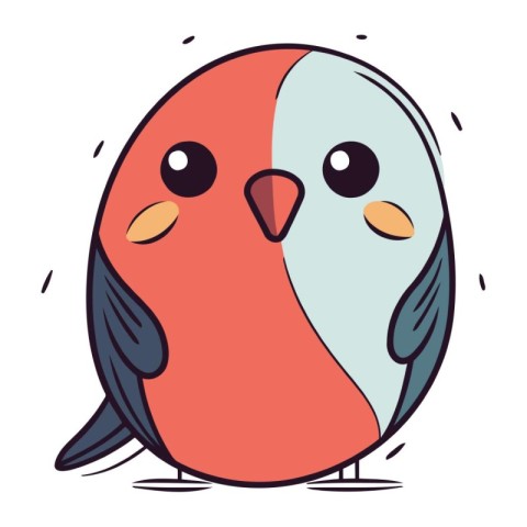 Cute cartoon vector illustration of a cute little red robin bird