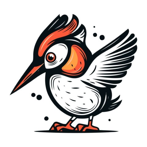 Funny cartoon kingfisher bird vector illustration isolated on wh