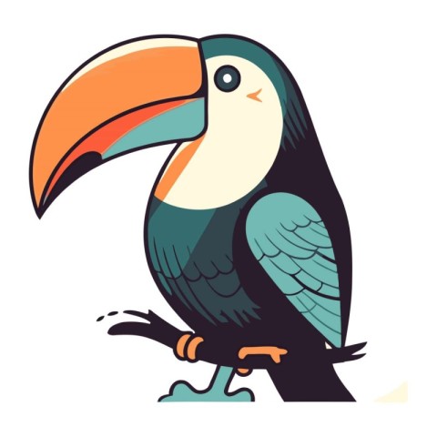 Toucan isolated on white background. Vector illustration in cart