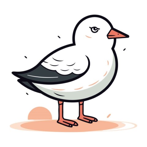 Vector illustration of a seagull standing on its hind legs.