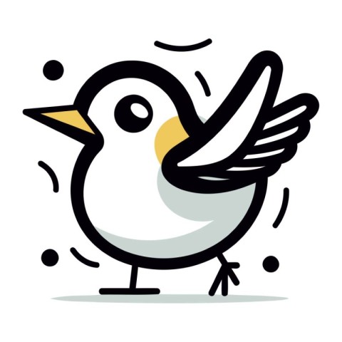 Cute cartoon bird. Vector illustration. Isolated on white backgr