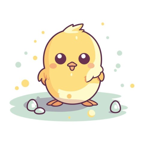 Cute little chicken with egg. Vector illustration for your desig