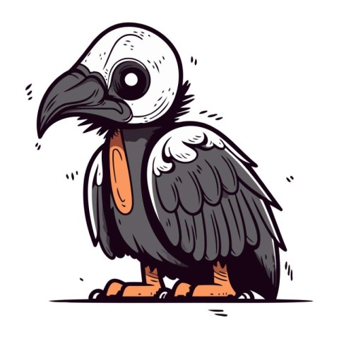 Cute cartoon vulture. Vector illustration. Isolated on white bac