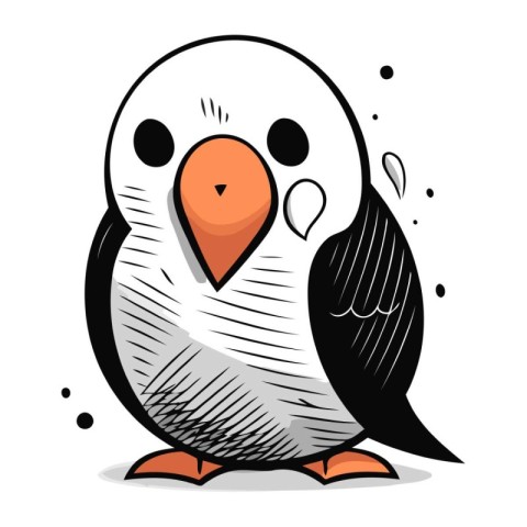 Cute penguin isolated on a white background. Vector illustration