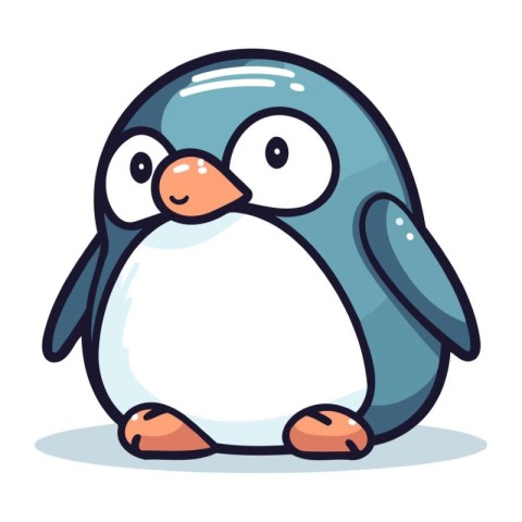 Cute cartoon penguin. Vector illustration. Isolated on white bac