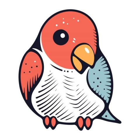 Hand drawn vector illustration of cute parrot isolated on white