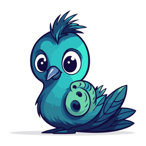 Blue bird with a snail in its beak. Vector illustration.