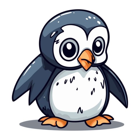 Cute penguin isolated on a white background. Vector illustration