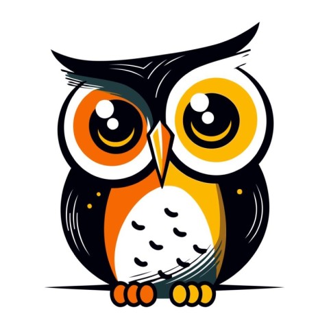 Vector illustration of a cute cartoon owl isolated on a white ba