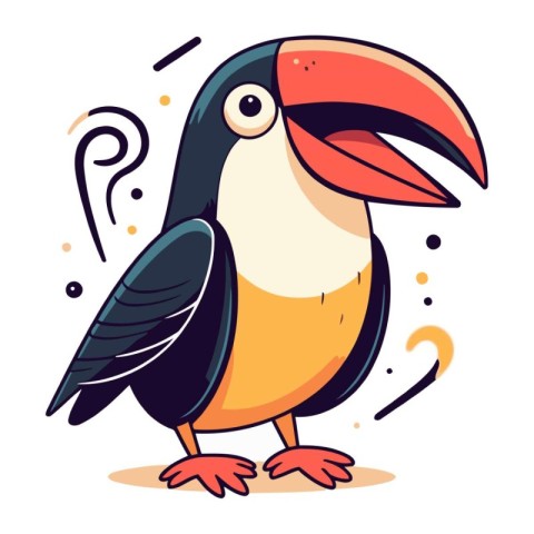 Cartoon toucan. Vector illustration isolated on a white backgrou